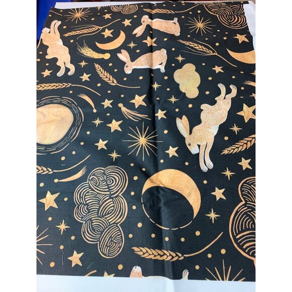 Whimsical Celestial Rabbit Pattern Fabric By Cat Hayward 1 yard x 43 inches - Picture 1 of 7